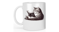 Cozy Reading Cat Ceramic Coffee Mug - Dishwasher Safe