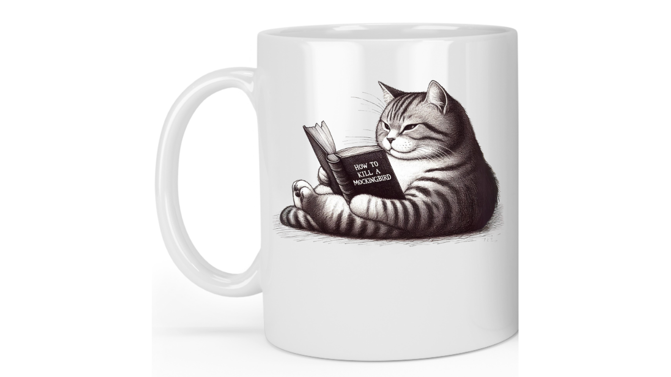 Cozy Reading Cat Ceramic Coffee Mug - Dishwasher Safe