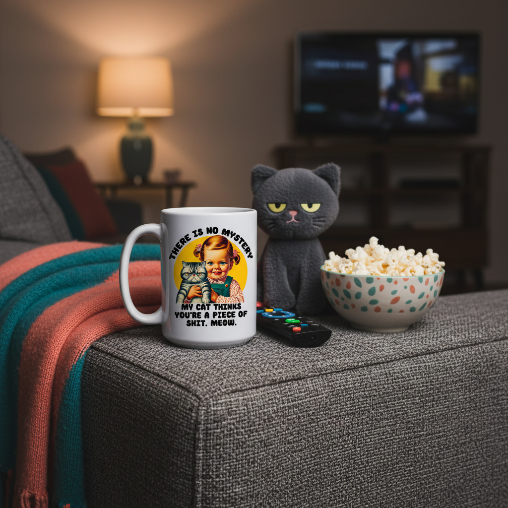 My Cat Thinks You're #$@ Ceramic Coffee Mug Dishwasher Safe
