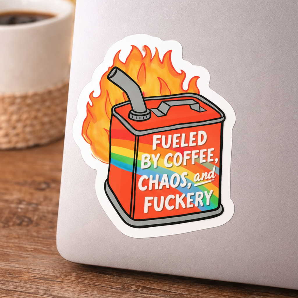 Fueled By Coffee &... Vinyl Waterproof Sticker
