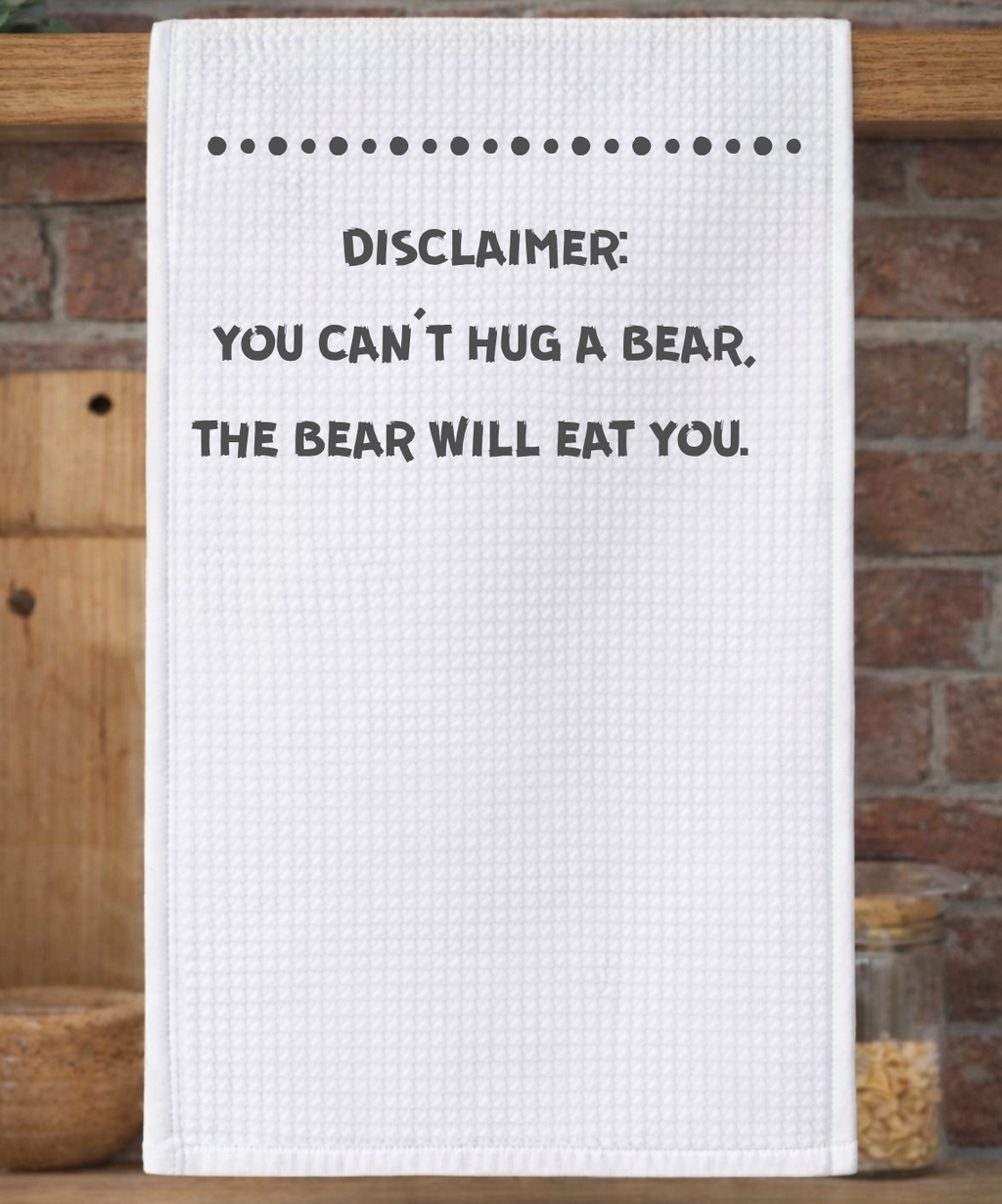 Hug a Bear Waffle Weave Tea Towel - 2 SIDED DESIGN