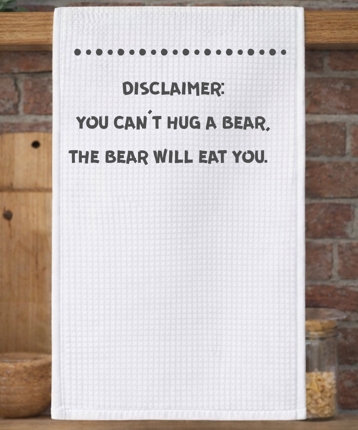 Hug a Bear Waffle Weave Tea Towel - 2 SIDED DESIGN