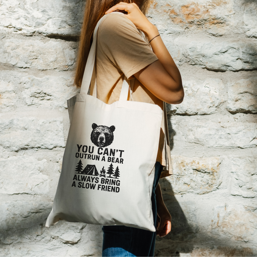 You Can't Outrun a Bear, Canvas Tote Bag by Handsome Sam