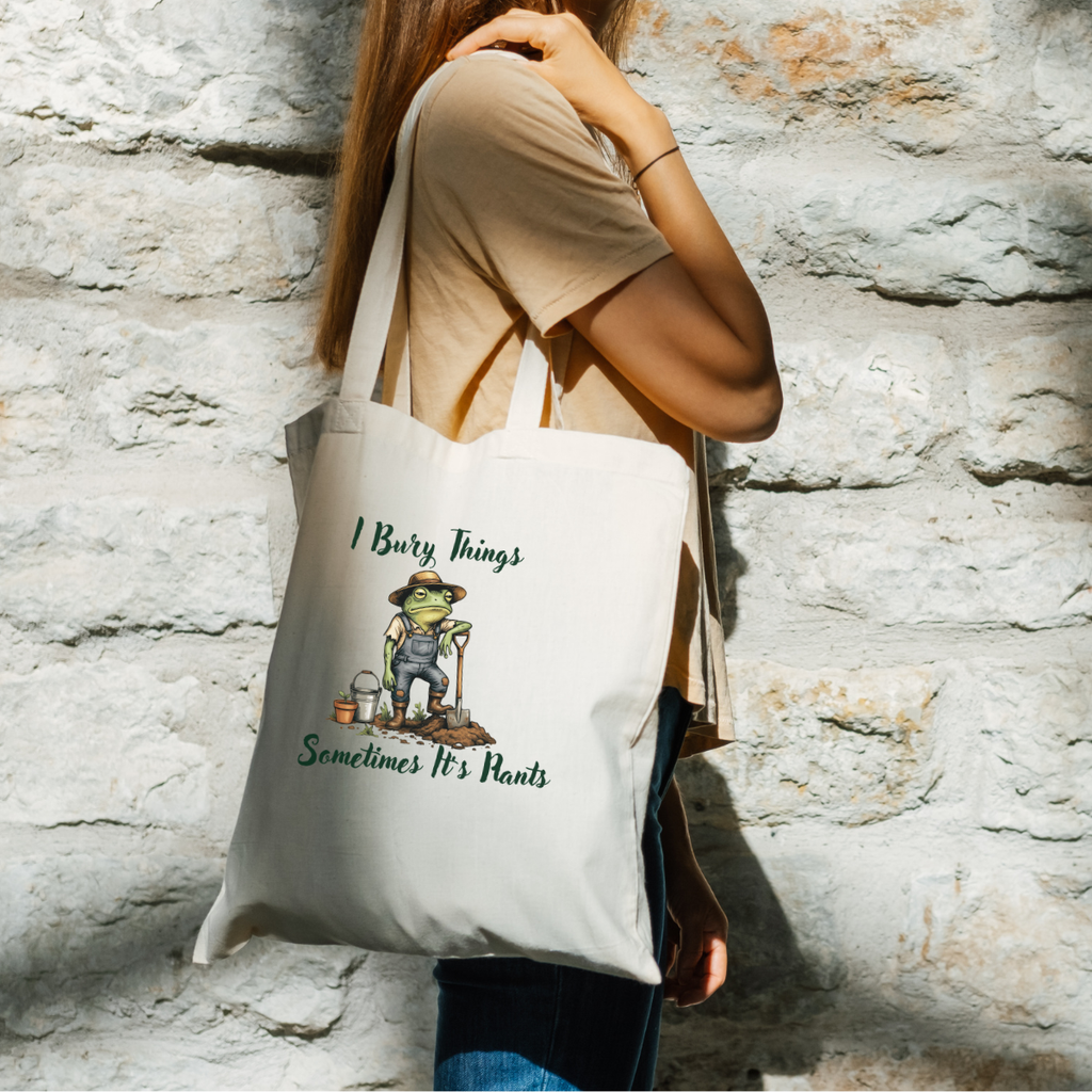 I Bury Things, Plant Lover Sarcastic Canvas Tote Bag by Handsome Sam