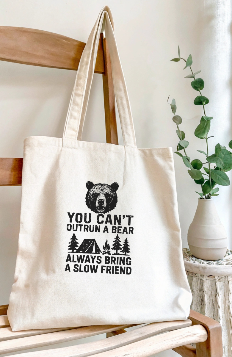 You Can't Outrun a Bear, Canvas Tote Bag by Handsome Sam