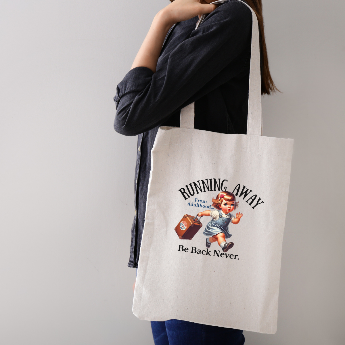Running Away, Canvas Tote Bag by Handsome Sam