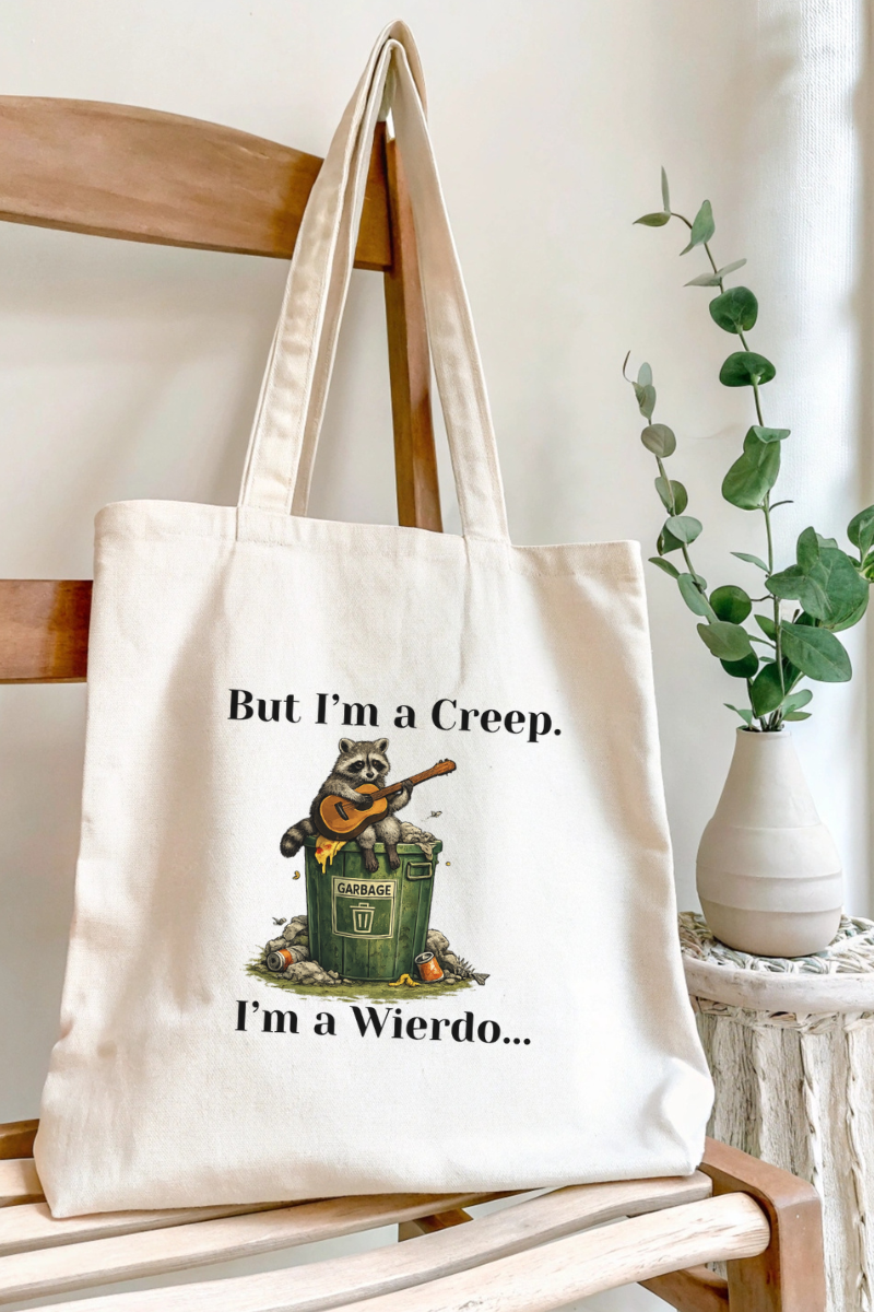 I'm a Creep, Racoon Canvas Tote Bag by Handsome Sam