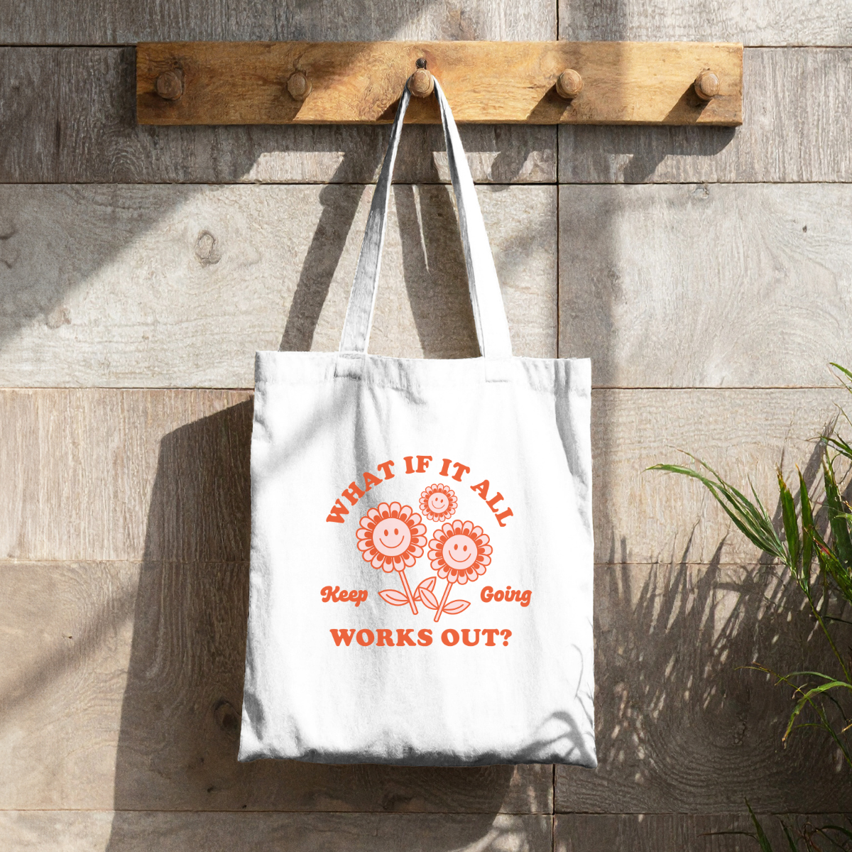 What if it All Works Out, Happy Canvas Tote Bag by Handsome Sam