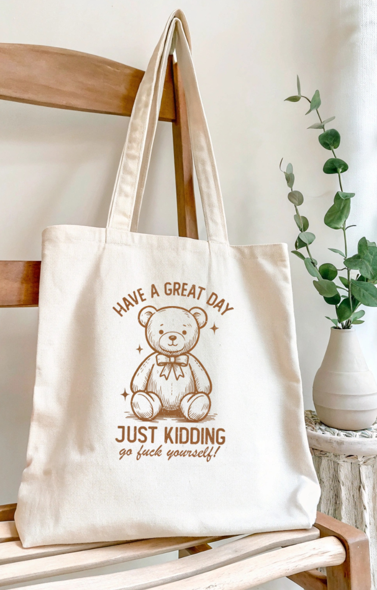 Sassy Bear Canvas Tote Bag by Handsome Sam