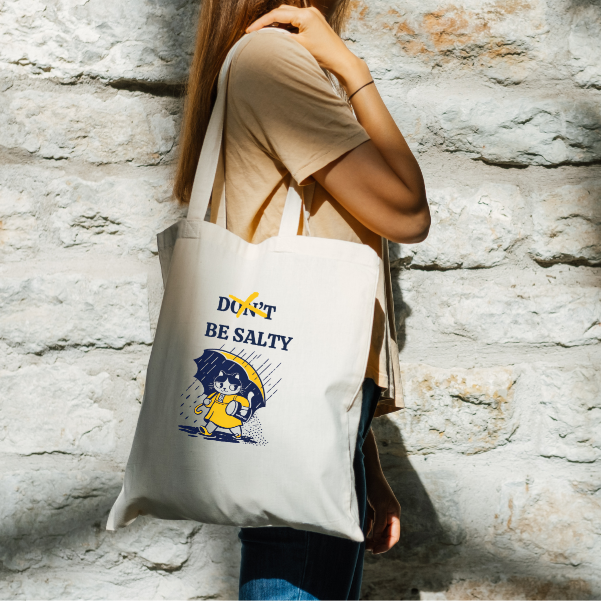 Be Salty Cat, Canvas Tote Bag by Handsome Sam