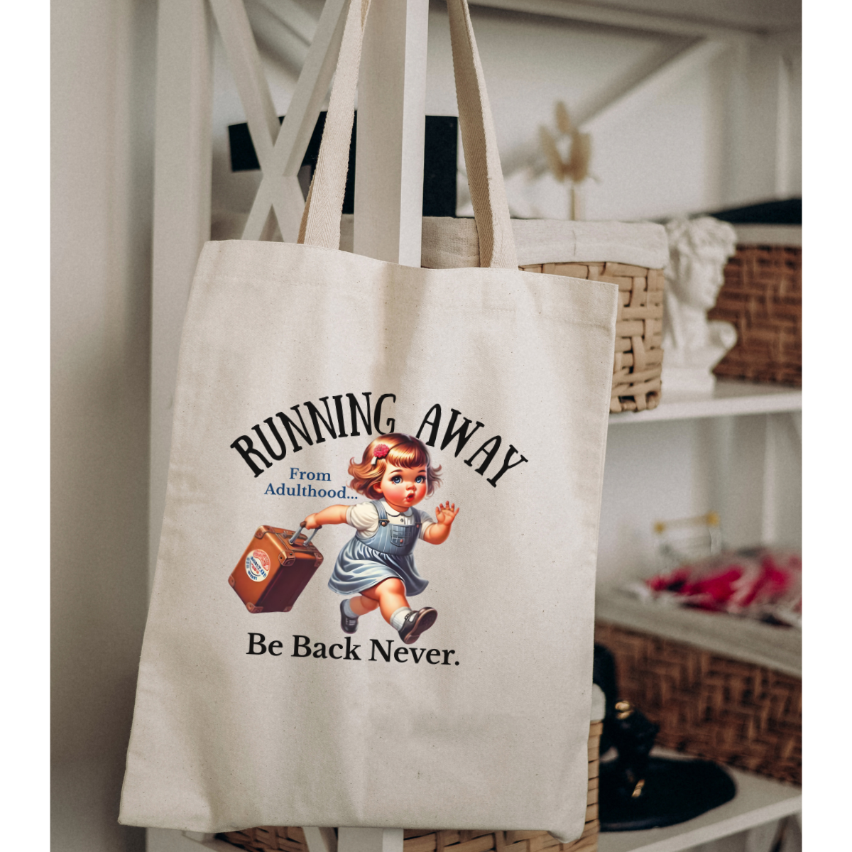 Running Away, Canvas Tote Bag by Handsome Sam