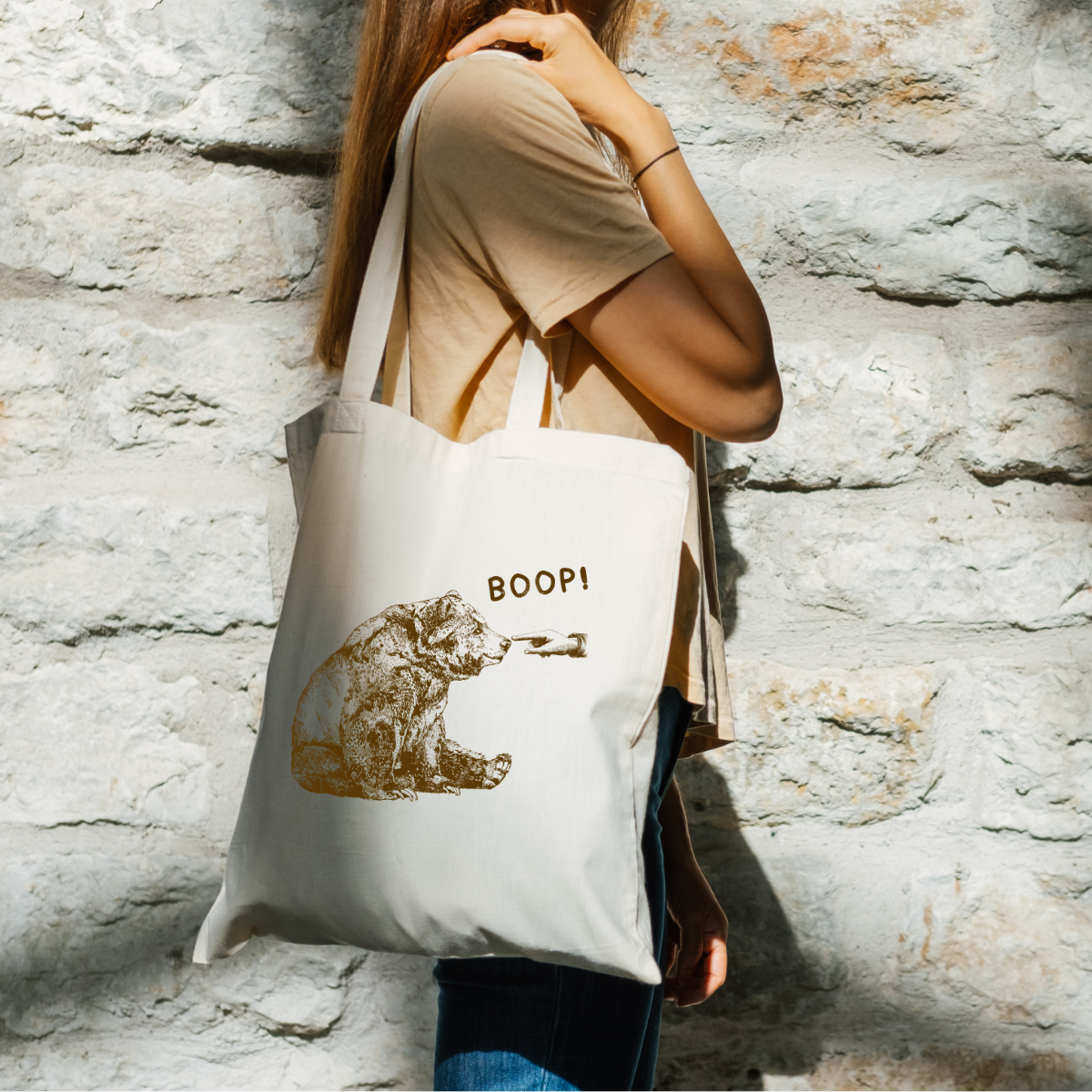 Bear Boop Canvas Tote Bag by Handsome Sam